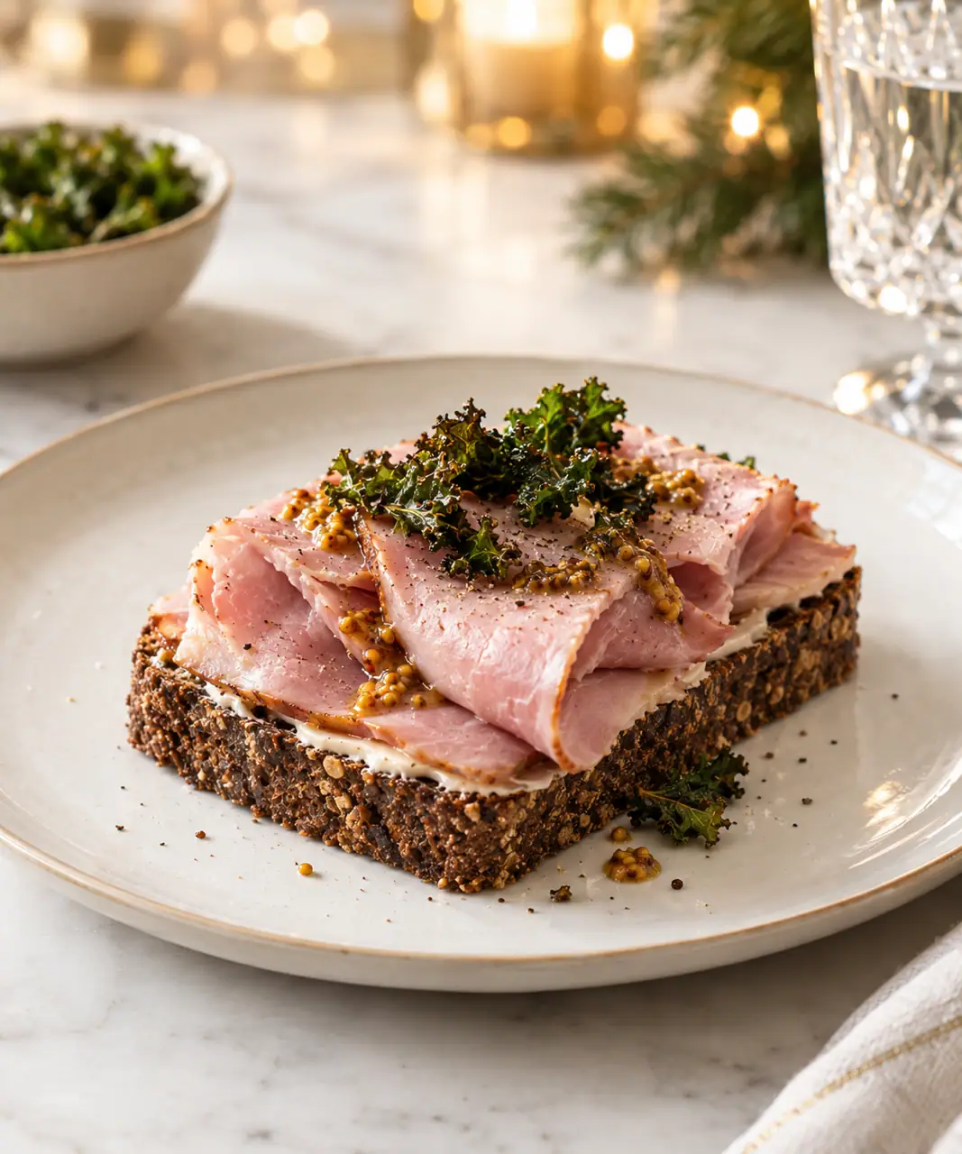 Julskinksmacka med rostad grönkål